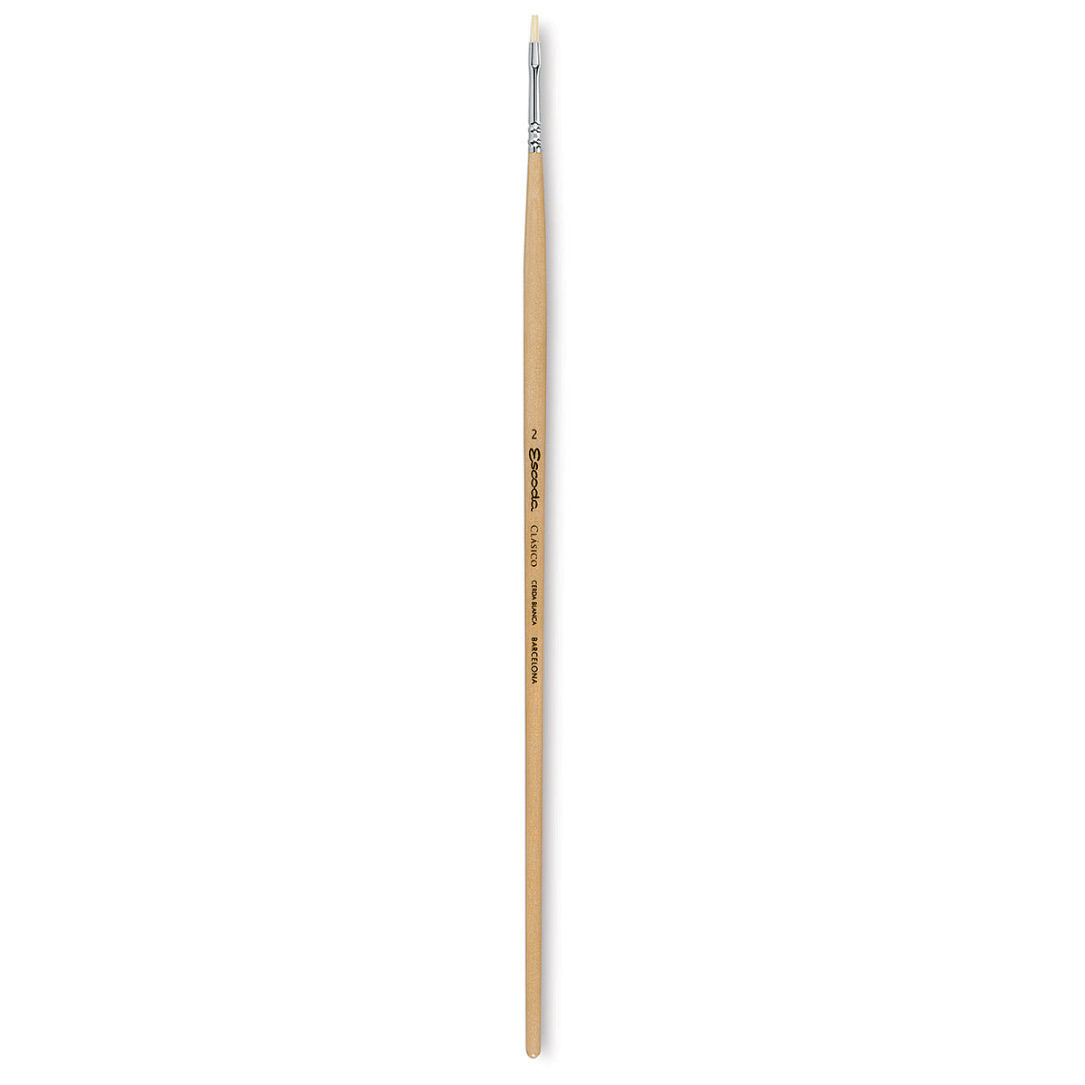 Escoda Clasico Chungking White Bristle Brush - Bright, Long Handle, Size 2