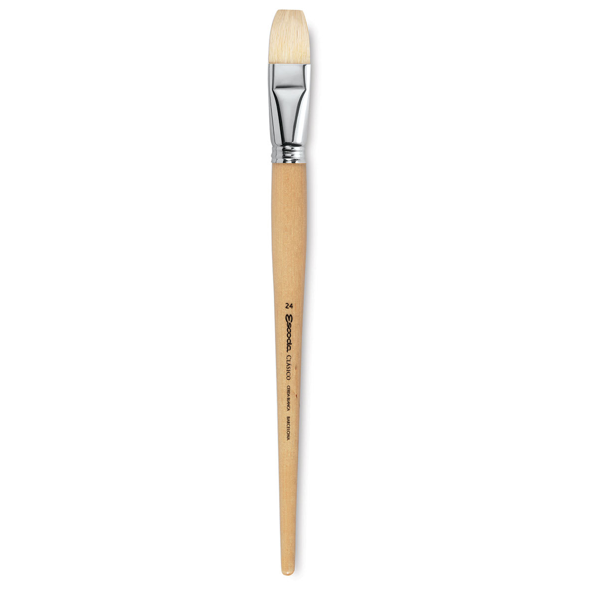 Escoda Clasico Chungking White Bristle Brush - Bright, Long Handle, Size 24