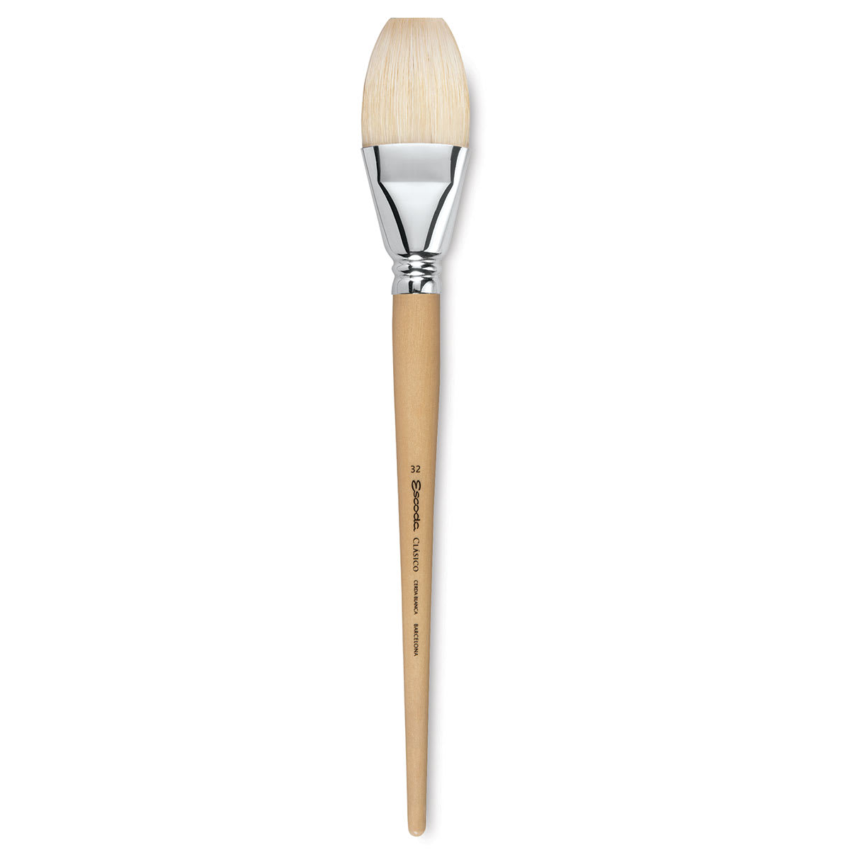 Escoda Clasico Chungking White Bristle Brush - Bright, Long Handle, Size 32