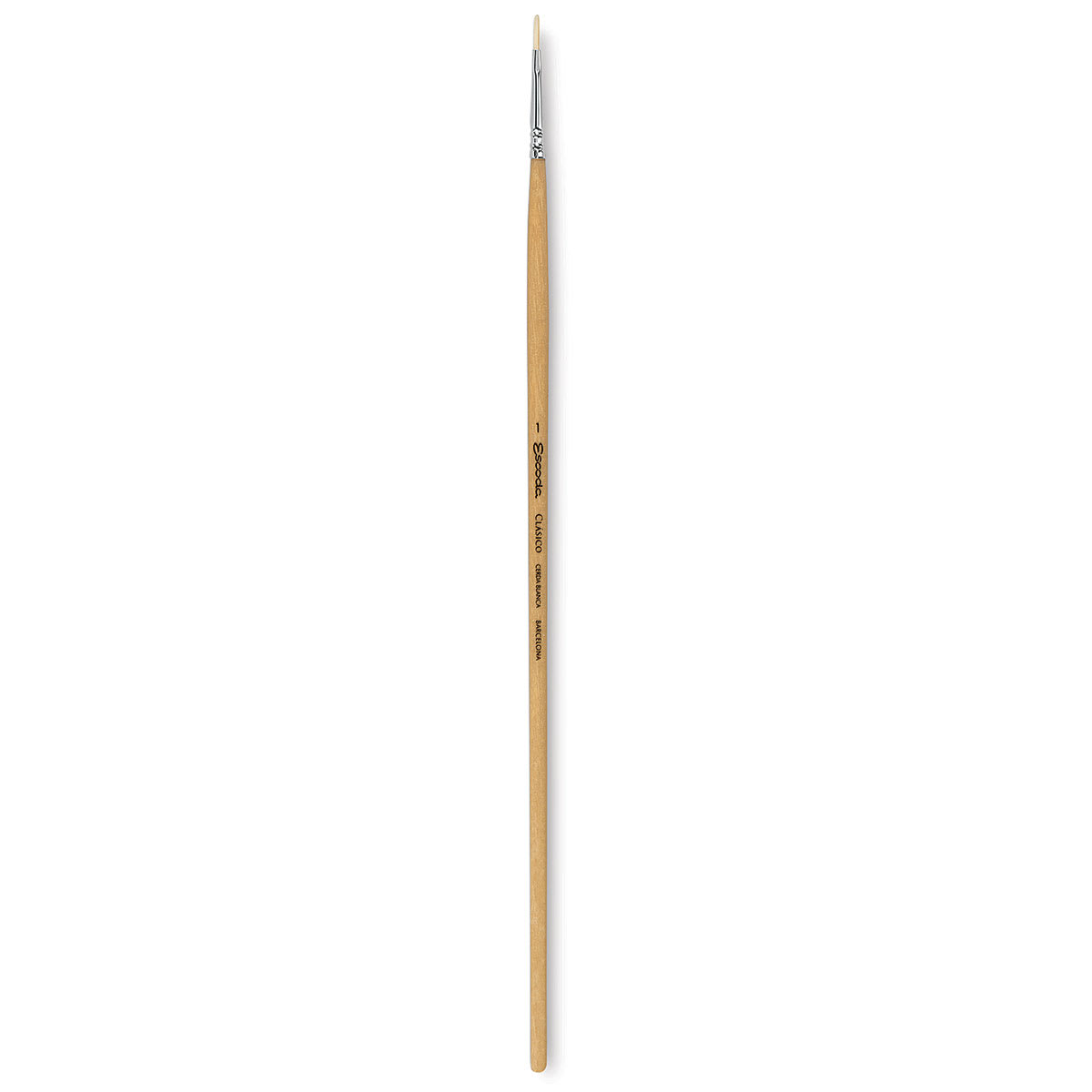 Escoda Clasico Chungking White Bristle Brush - Filbert, Long Handle, Size 1