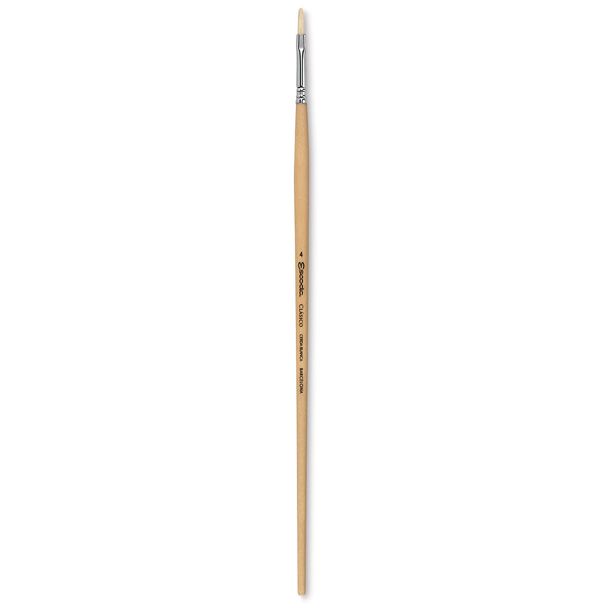 Escoda Clasico Chungking White Bristle Brush - Filbert, Long Handle, Size 4
