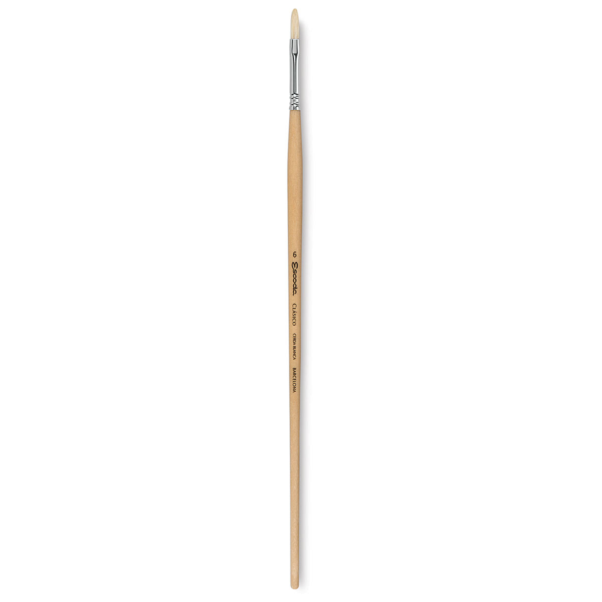 Escoda Clasico Chungking White Bristle Brush - Filbert, Long Handle, Size 6
