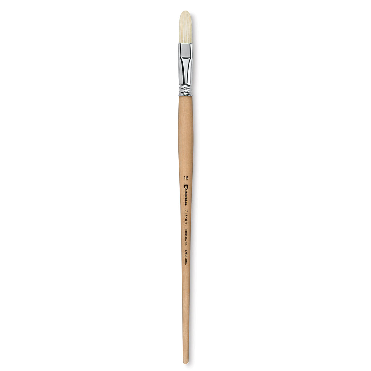 Escoda Clasico Chungking White Bristle Brush - Filbert, Long Handle, Size 16