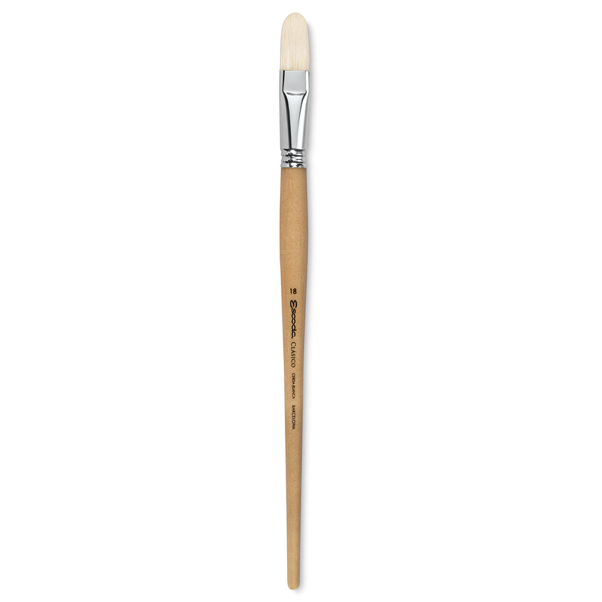 Escoda Clasico Chungking White Bristle Brush - Filbert, Long Handle, Size 18