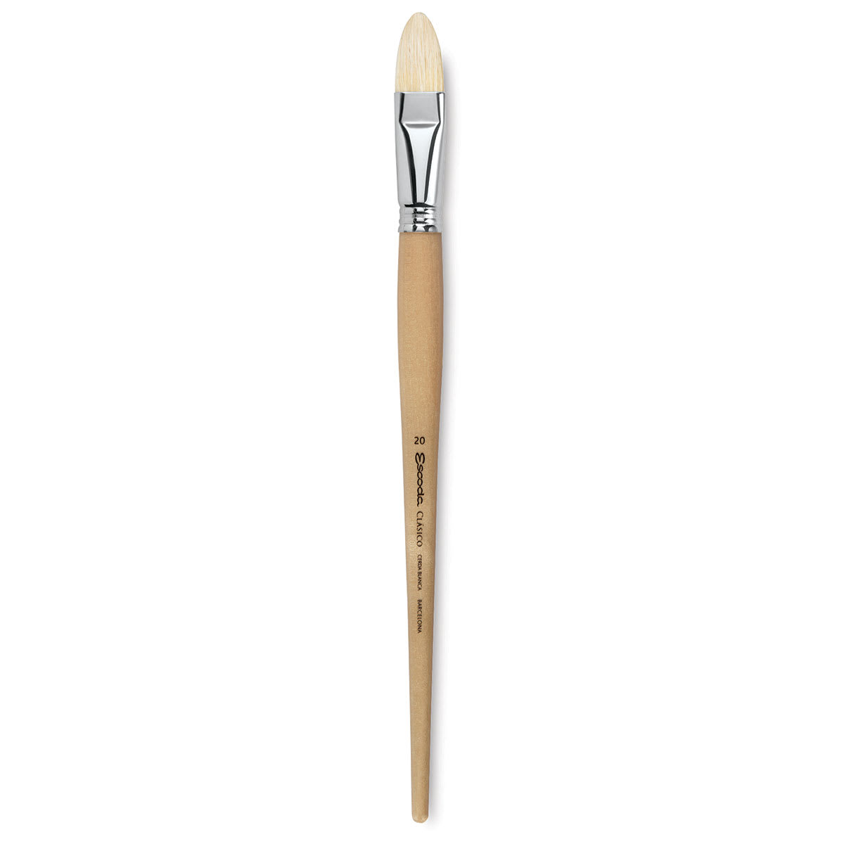 Escoda Clasico Chungking White Bristle Brush - Filbert, Long Handle, Size 20