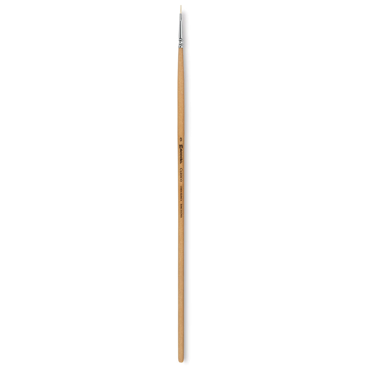 Escoda Clasico Chungking White Bristle Brush - Flat, Long Handle, Size 0