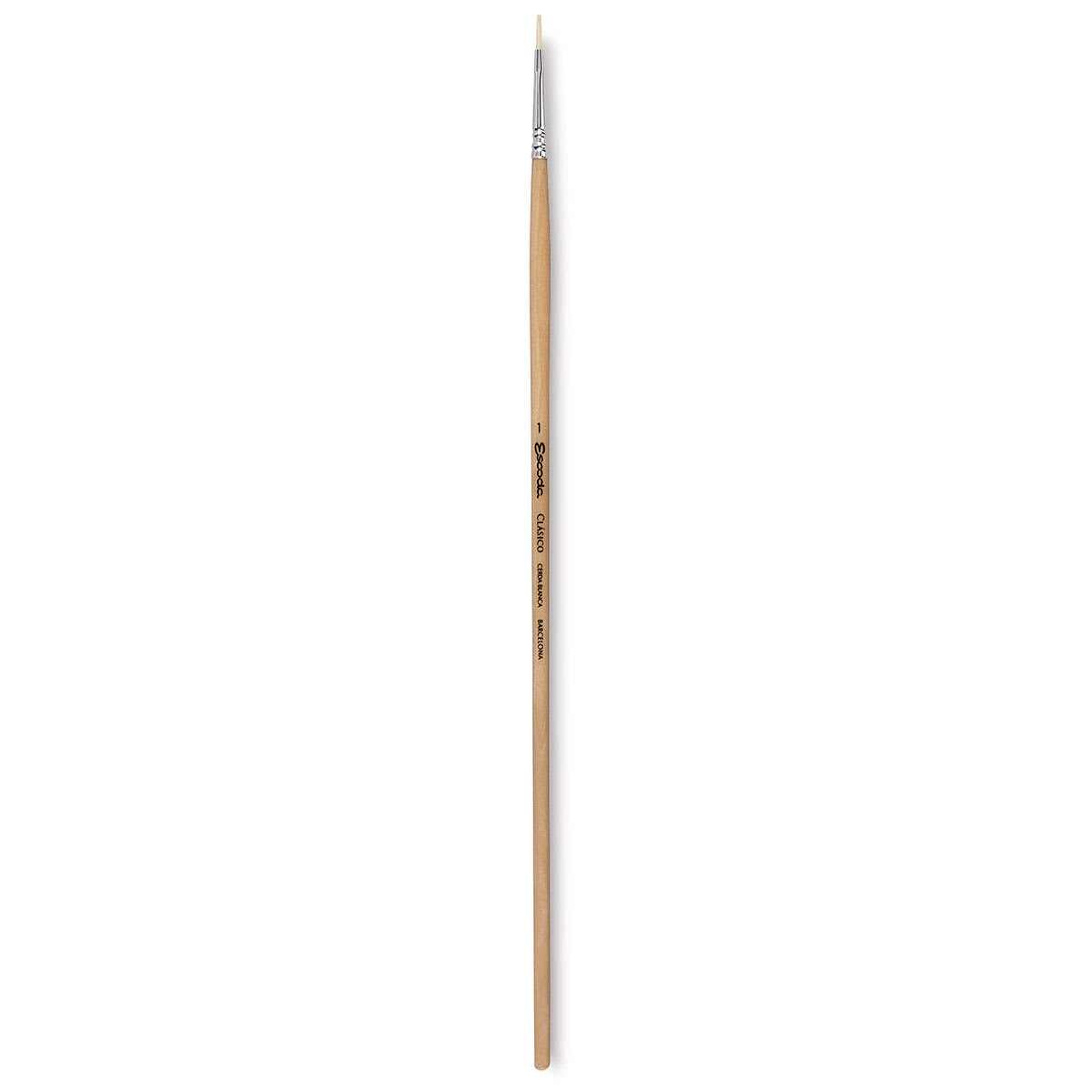 Escoda Clasico Chungking White Bristle Brush - Flat, Long Handle, Size 1
