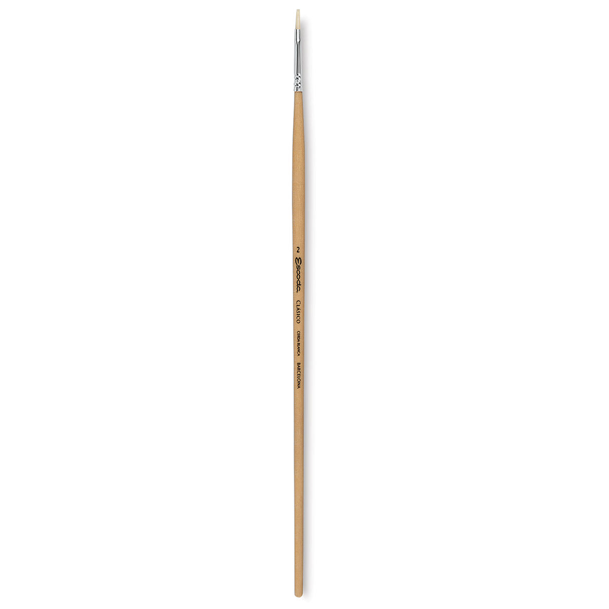 Escoda Clasico Chungking White Bristle Brush - Flat, Long Handle, Size 2