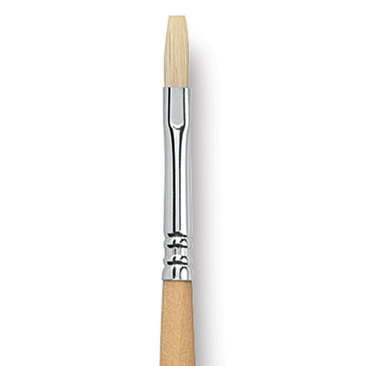 Escoda Clasico Chungking White Bristle Brush - Flat, Long Handle, Size 6 close up