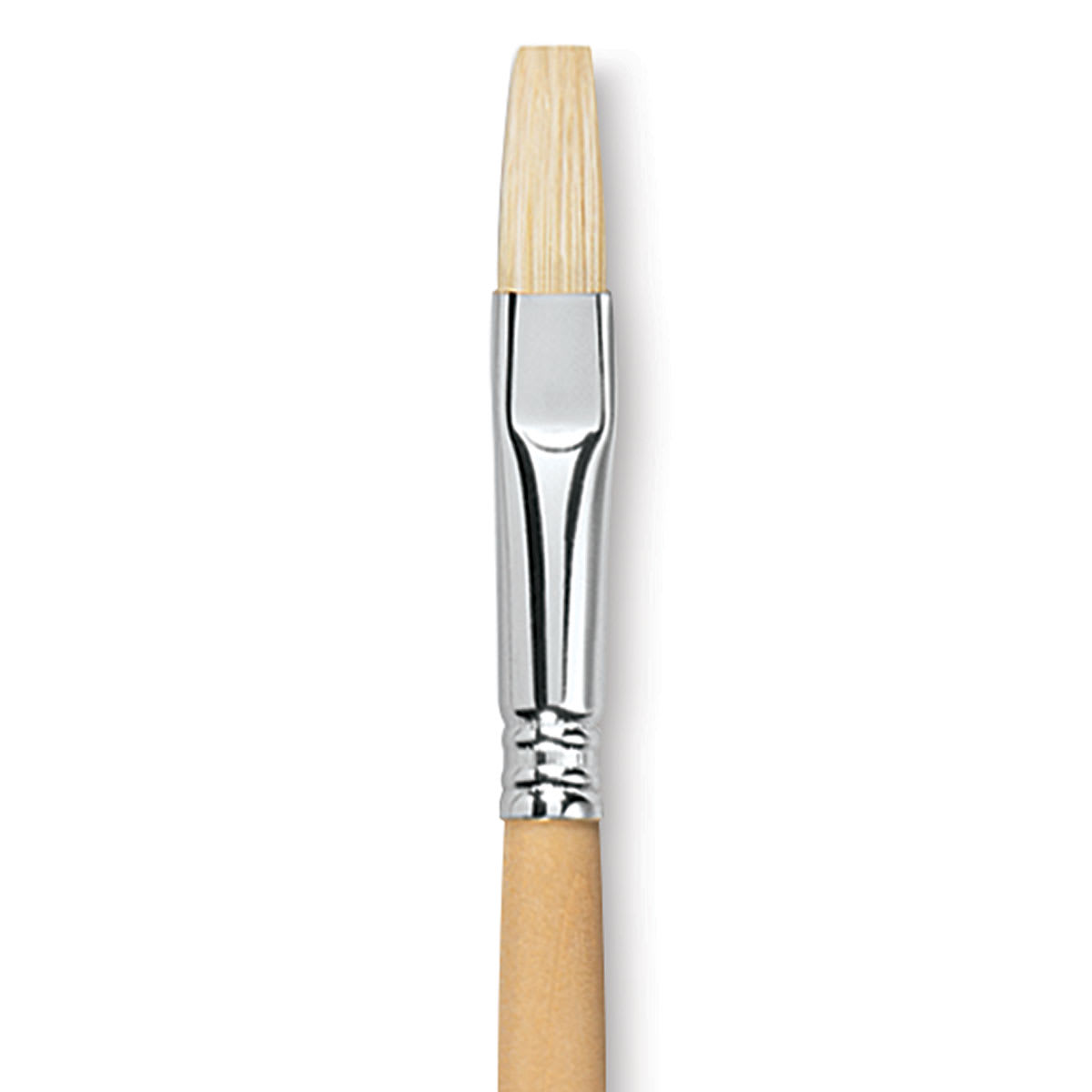 Escoda Clasico Chungking White Bristle Brush - Flat, Long Handle, Size 12 close up