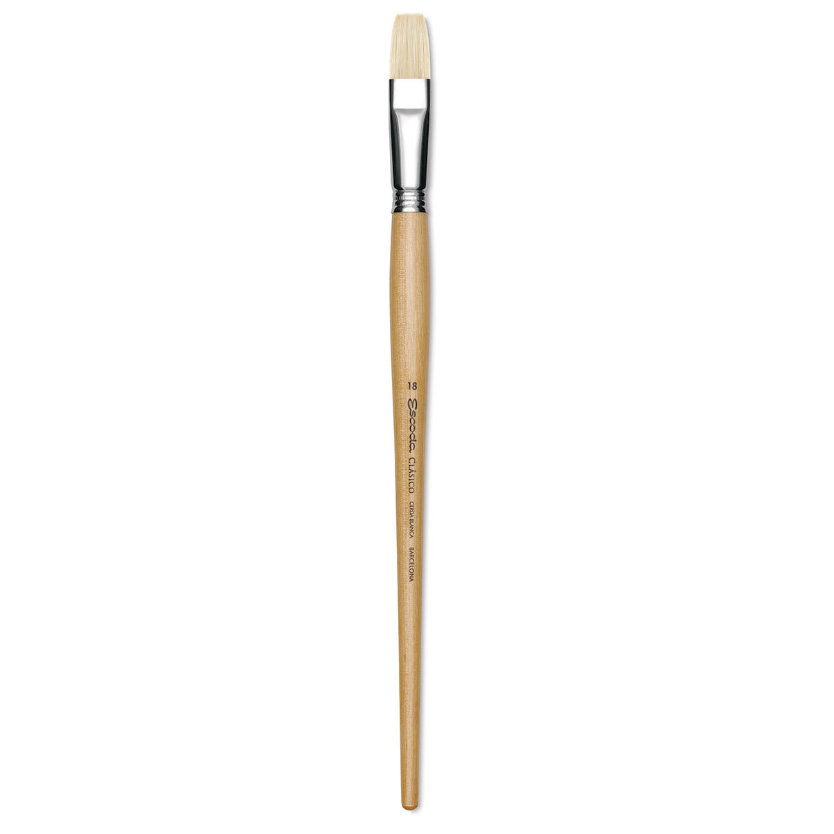 Escoda Clasico Chungking White Bristle Brush - Flat, Long Handle, Size 18