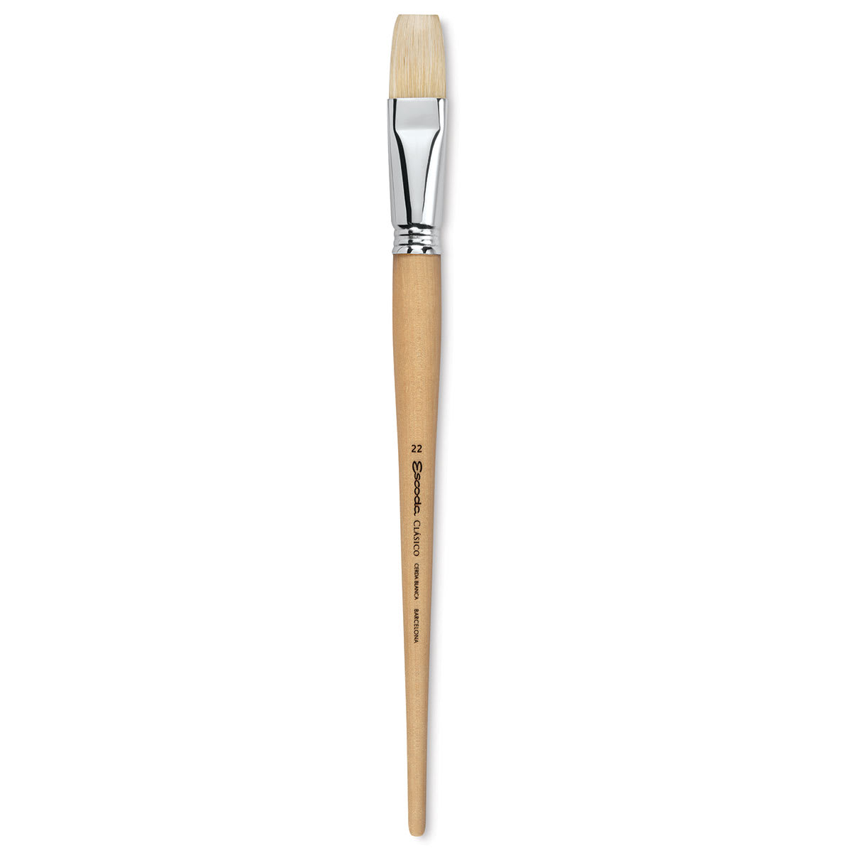Escoda Clasico Chungking White Bristle Brush - Flat, Long Handle, Size 22