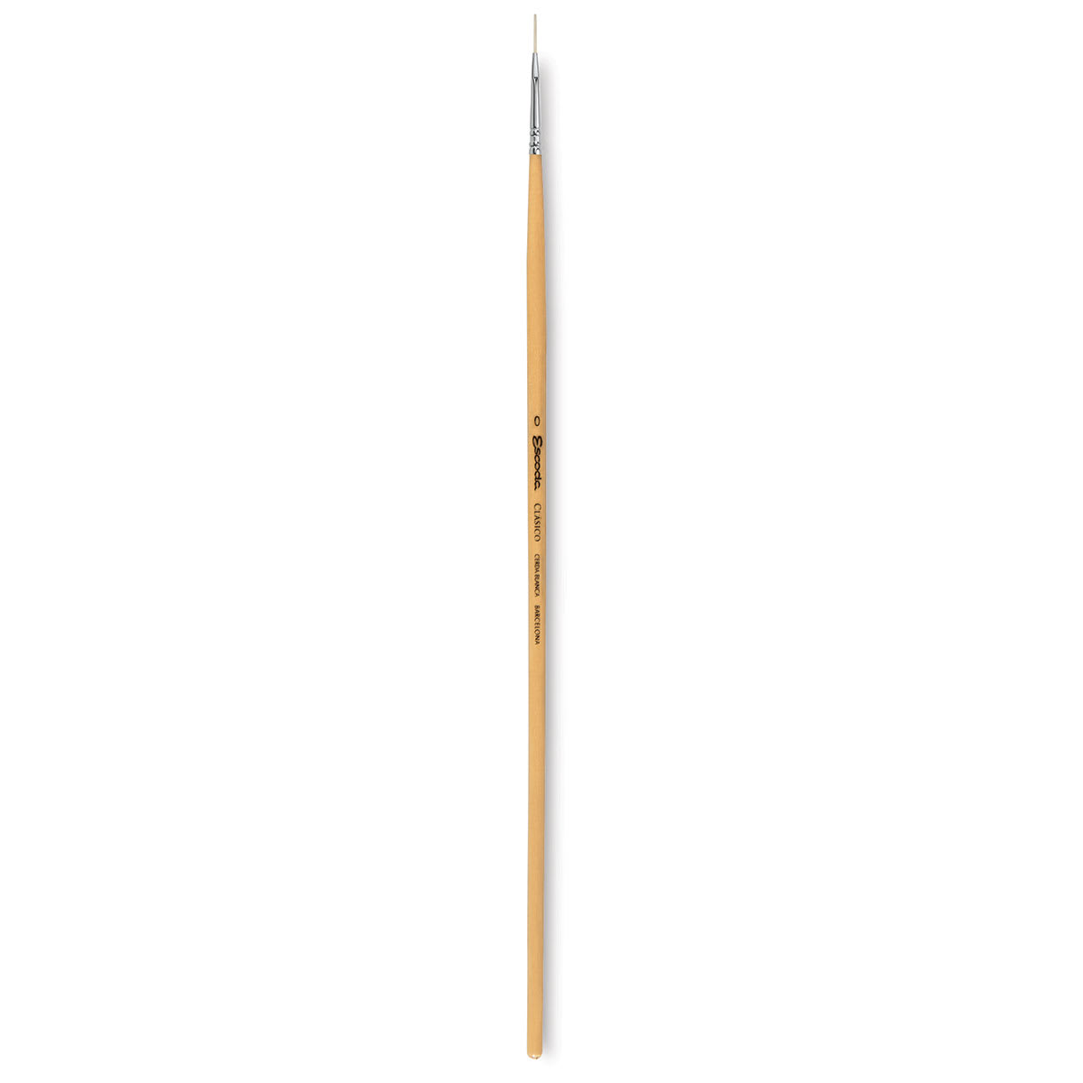 Escoda Clasico Chungking White Bristle Brush - Long Filbert, Long Handle, Size 0