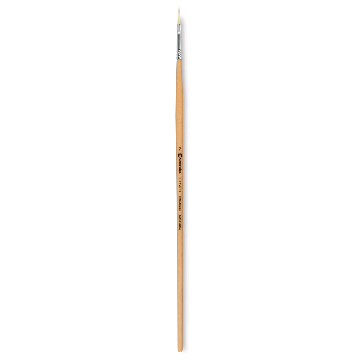 Escoda Clasico Chungking White Bristle Brush - Long Filbert, Long Handle, Size 2