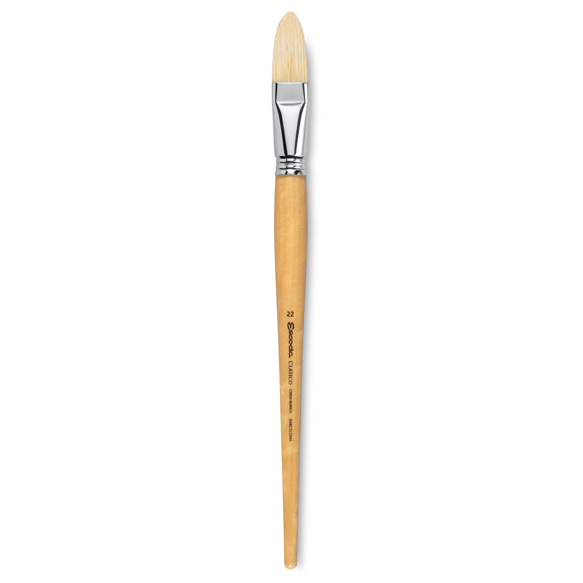Escoda Clasico Chungking White Bristle Brush - Long Filbert, Long Handle, Size 22