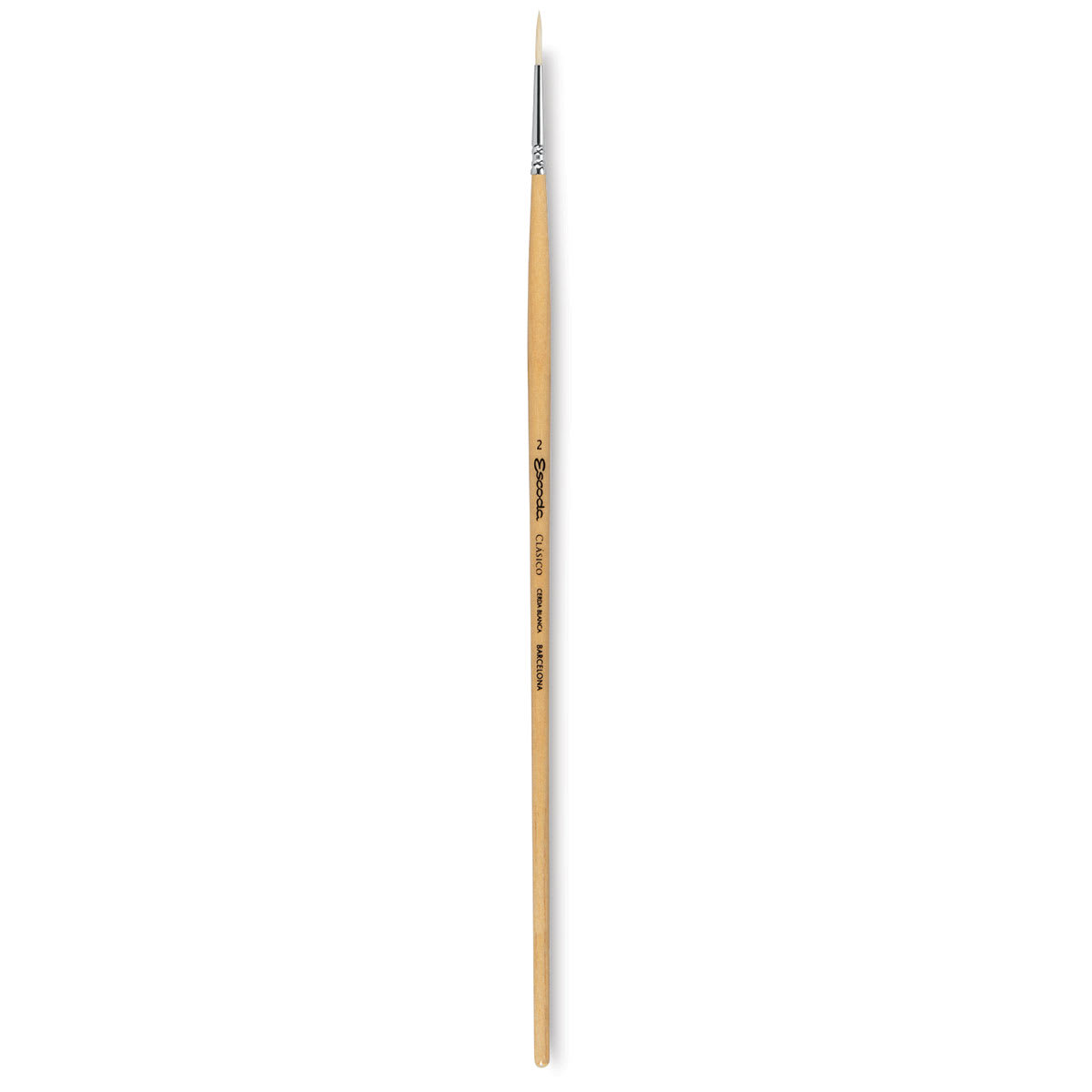 Escoda Clasico Chungking White Bristle Brush - Round, Long Handle, Size 2