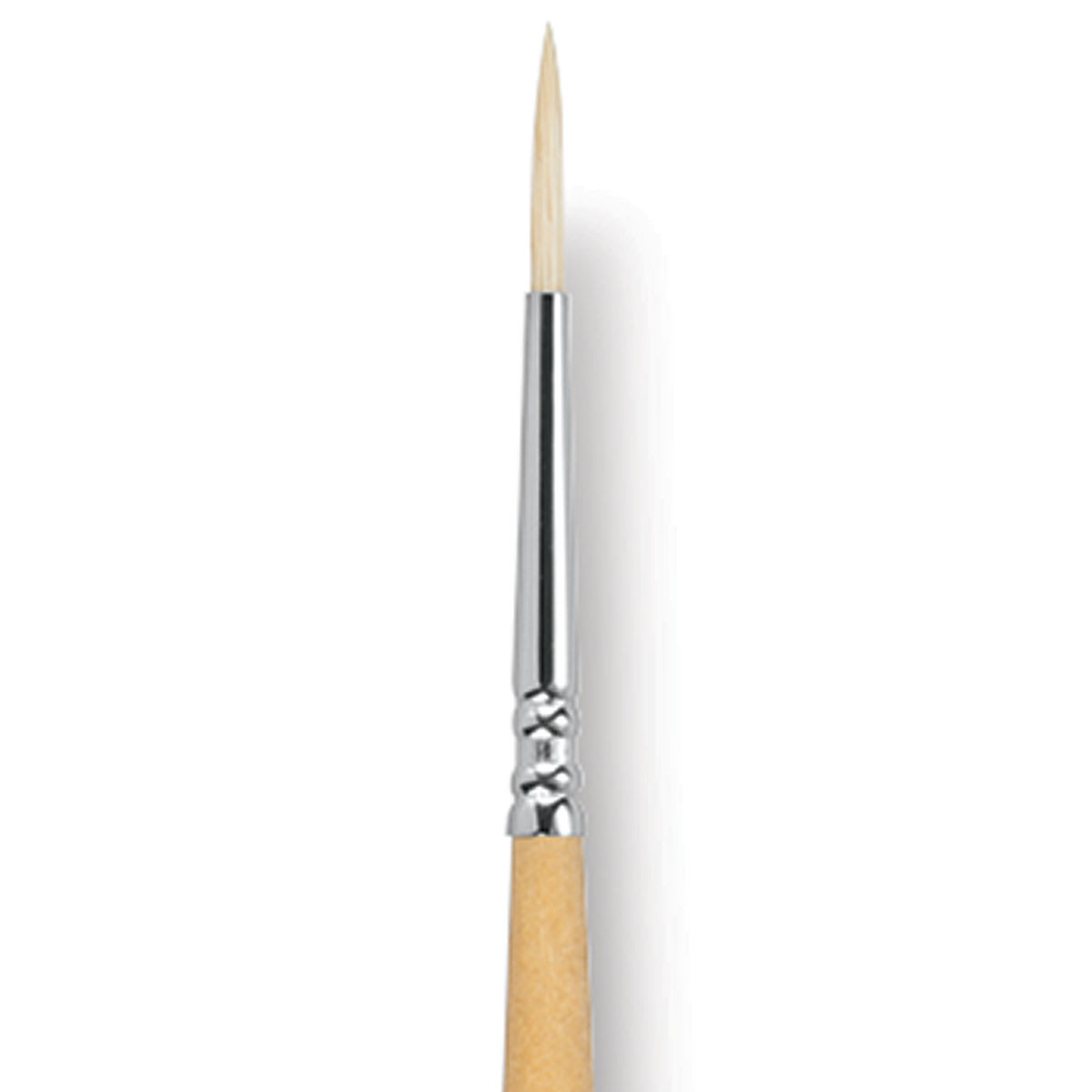Escoda Clasico Chungking White Bristle Brush - Round, Long Handle, Size 2 close up