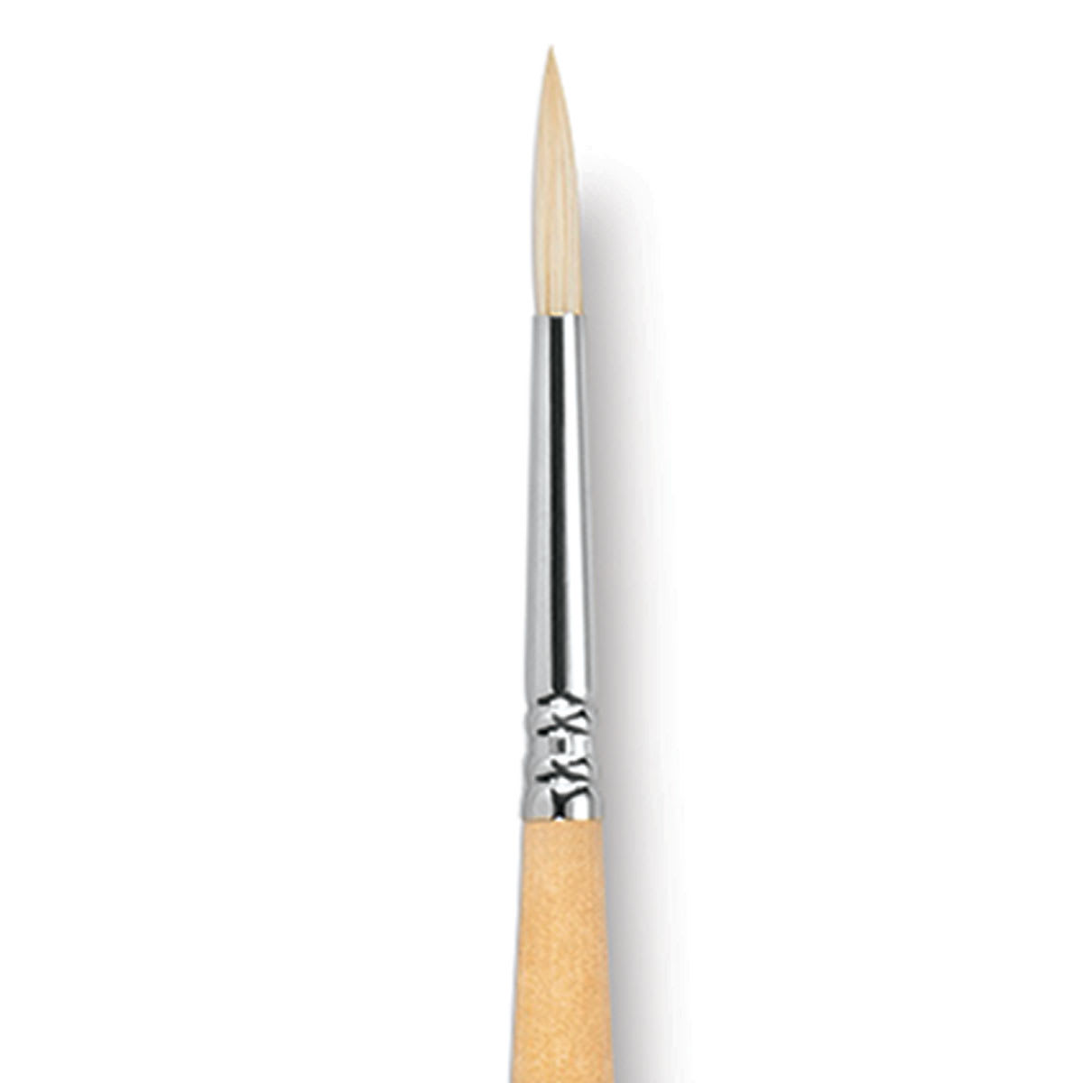 Escoda Clasico Chungking White Bristle Brush - Round, Long Handle, Size 4 close up