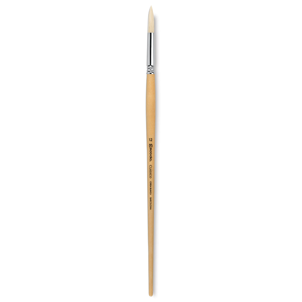 Escoda Clasico Chungking White Bristle Brush - Round, Long Handle, Size 12