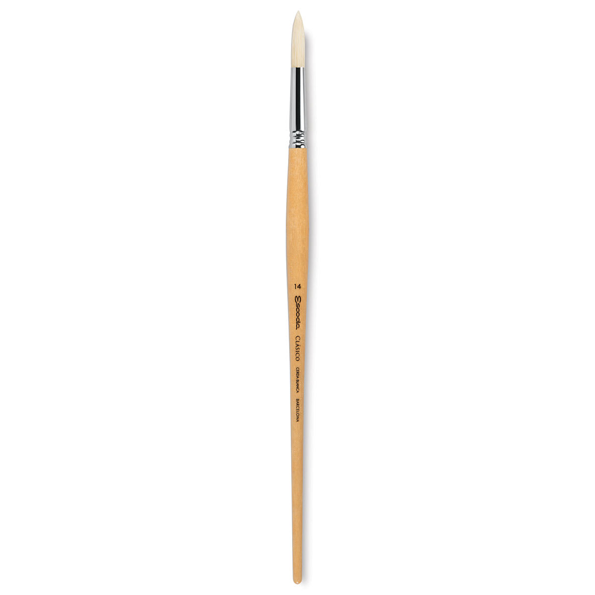 Escoda Clasico Chungking White Bristle Brush - Round, Long Handle, Size 14