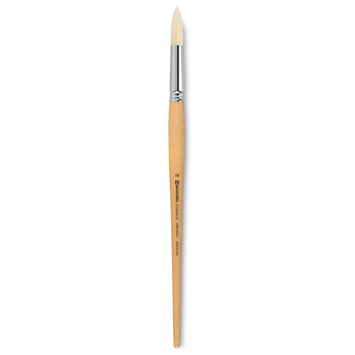 Escoda Clasico Chungking White Bristle Brush - Round, Long Handle, Size 18