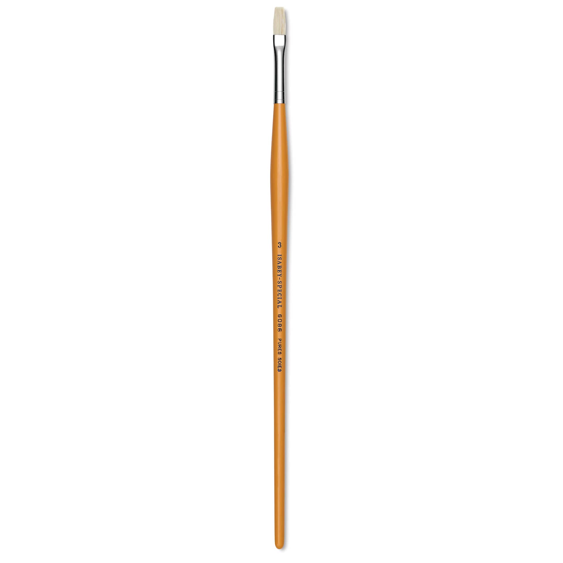 Isabey Chungking Interlocking Bristle Brush - Flat, Long Handle, Size 3