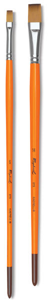 Raphaël Kaërell Synthetic Sable Brushes - 2 Long Handled Flat Brushes shown vertically