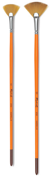 Raphaël Kaërell Synthetic Sable Brushes - 2 Long Handled Fan Brushes shown vertically
