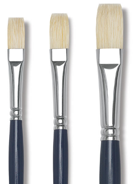 Princeton Ashley Series 5200 Natural Bristle Brushes - Closeup of 3 Flat Brushes
