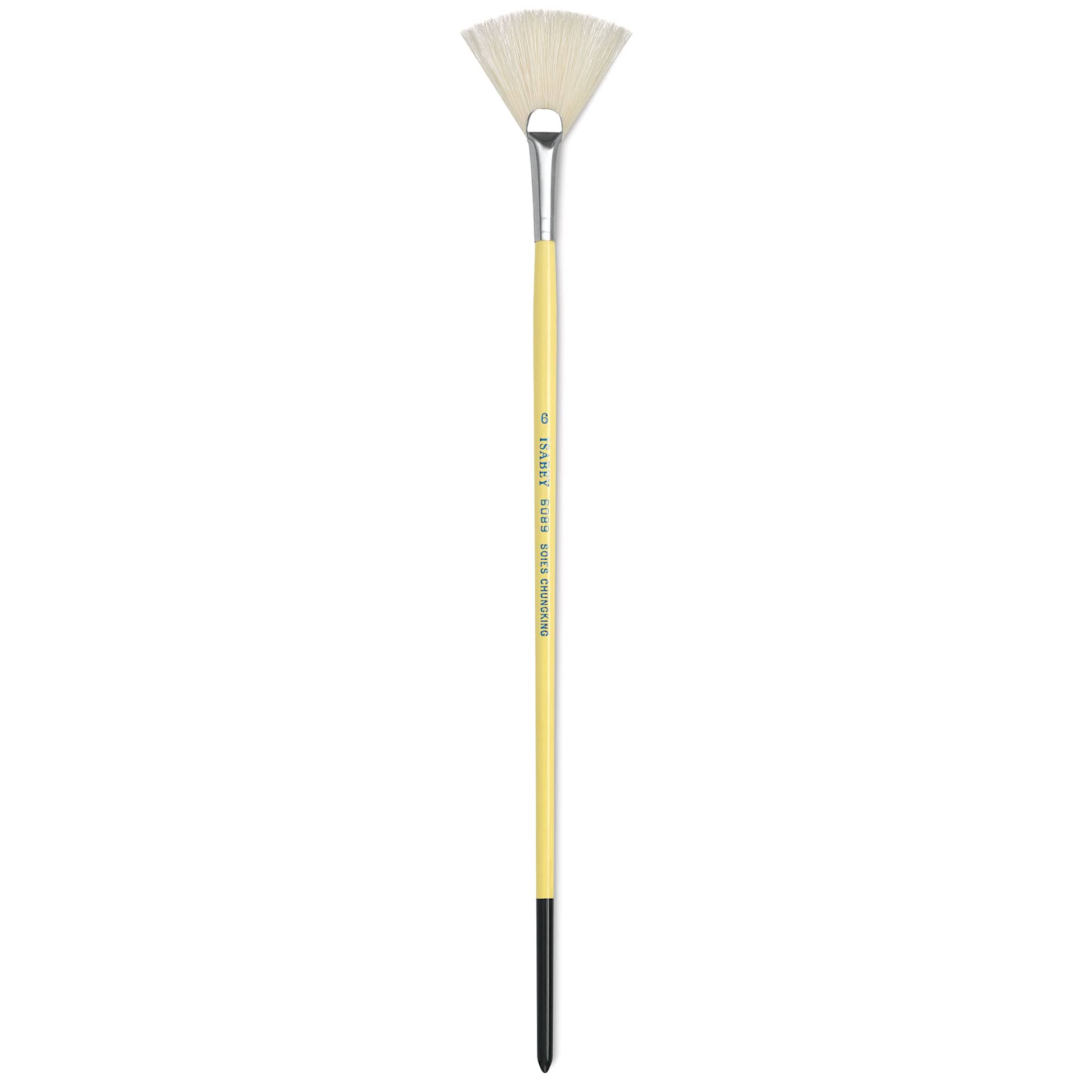 Isabey Chungking Interlocking Bristle Brush - Fan, Long Handle, Size 6