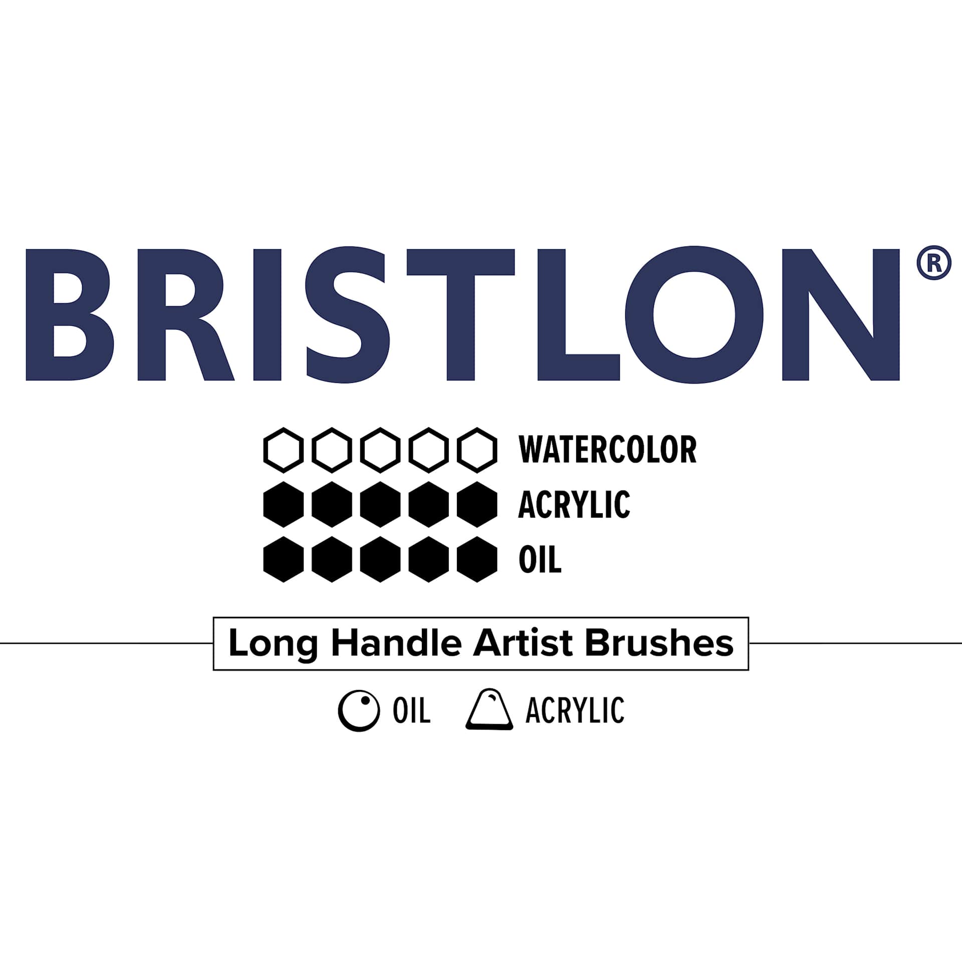 Bristlon long handle brush chart for acrylic and oil paints