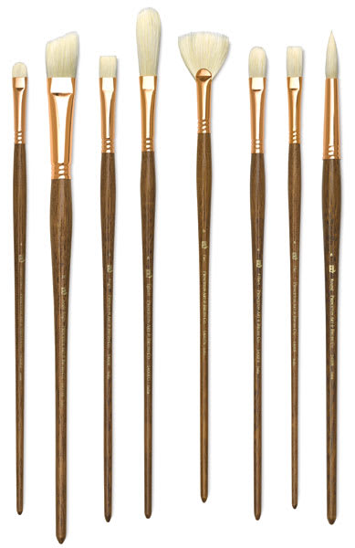 Refine Series 5400 Natural Bristle Brushes - Assorted styles of brushes shown upright