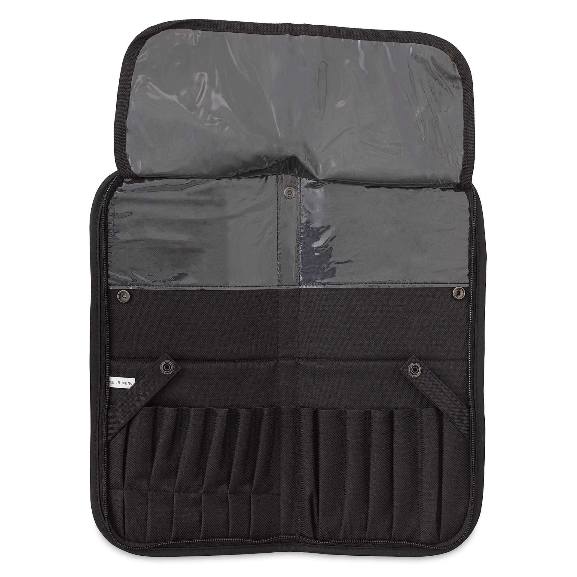 Just Stow-It Brush Case - Black - open with brush tip cover up