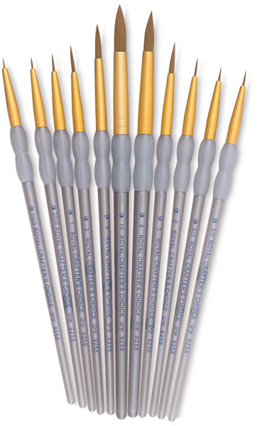 Royal & Langnickel Crafters' Choice - Brown Taklon Round Brushes, Set of 11