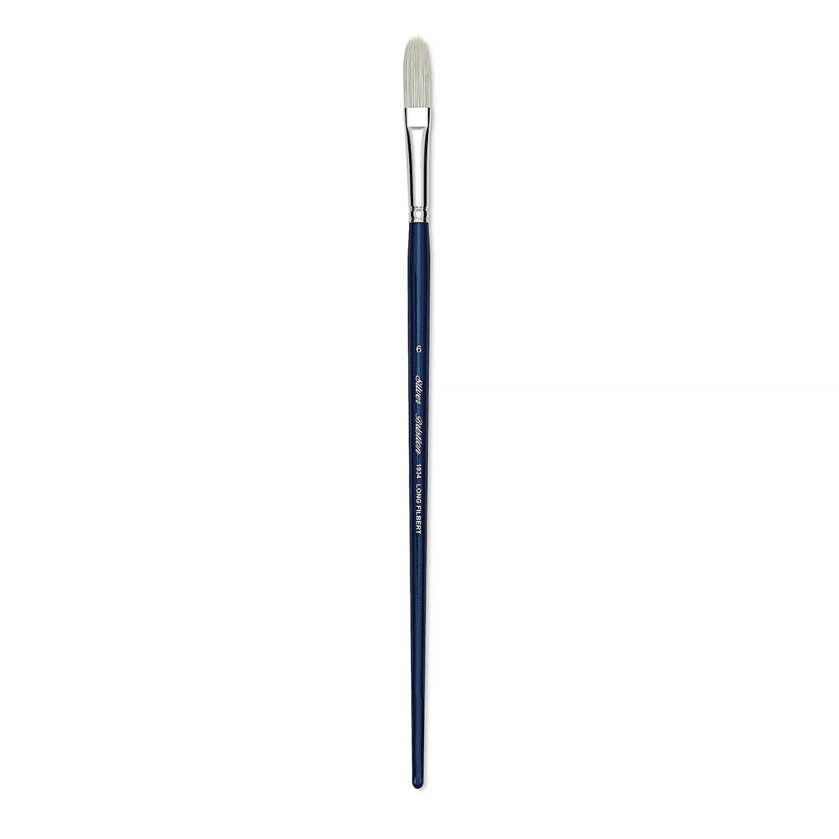 Silver Brush Bristlon Stiff White Synthetic Brush - Long Filbert, Size 6
