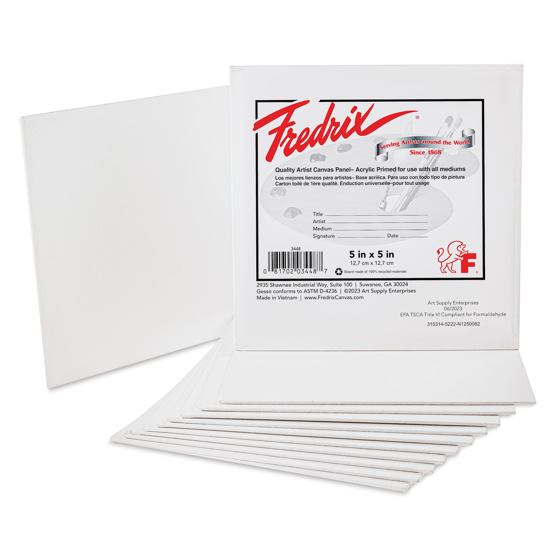 Fredrix Artist Series Standard Canvas Panels - 5" x 5", Pkg of 12