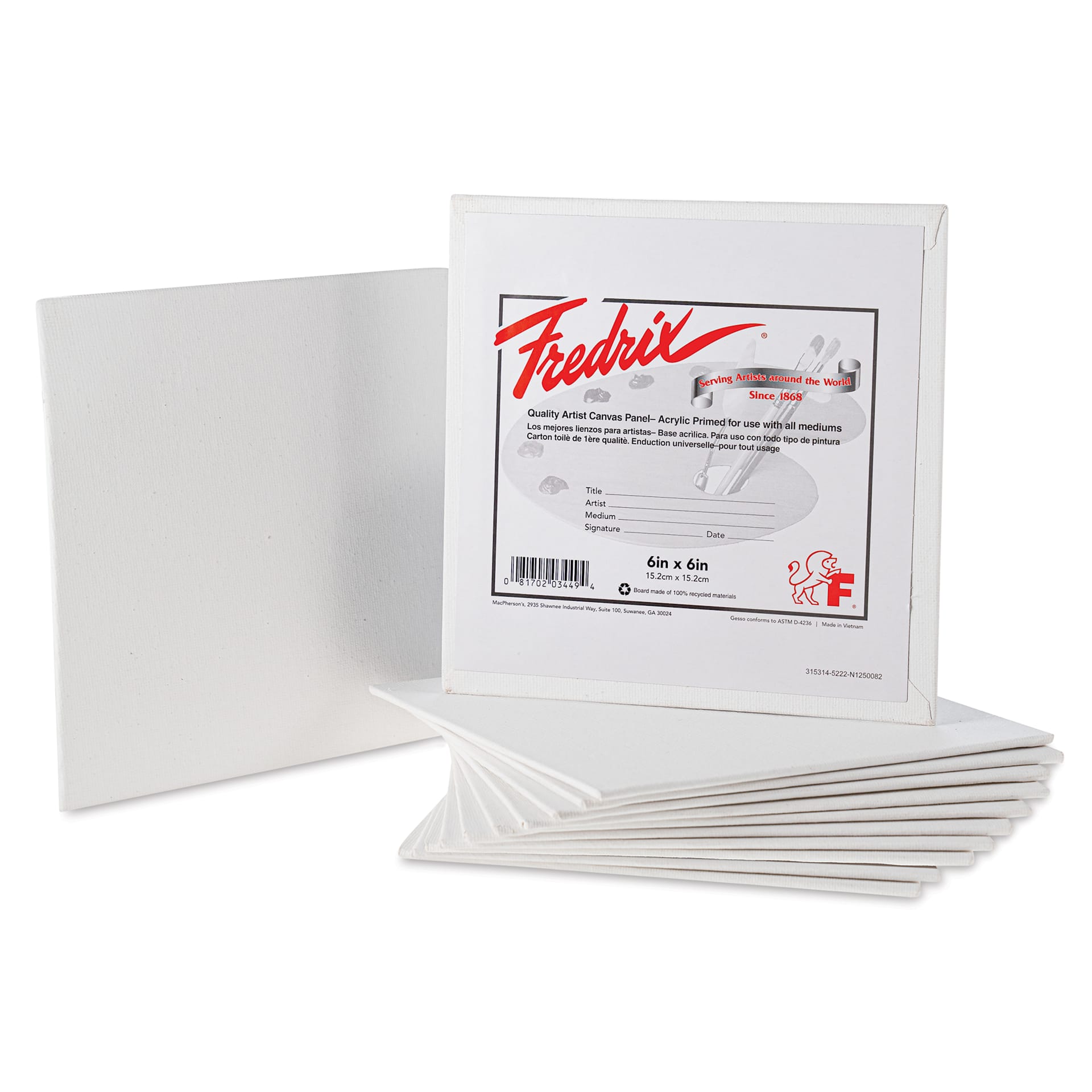 Fredrix Artist Series Standard Canvas Panels - 6" x 6", Pkg of 12