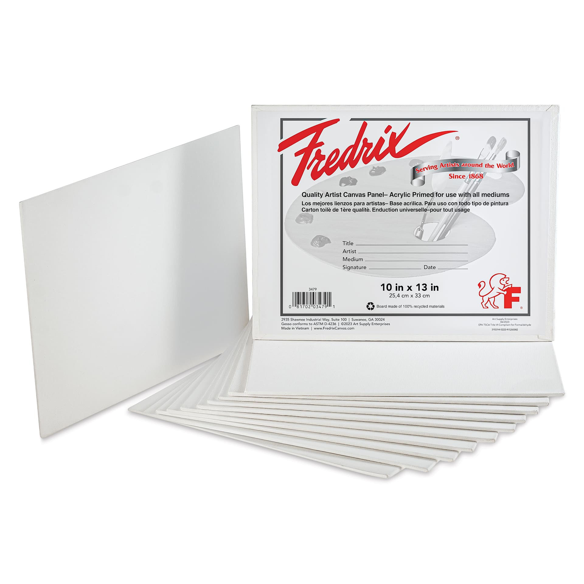 Fredrix Artist Series Standard Canvas Panels - 10" x 13", Pkg of 12