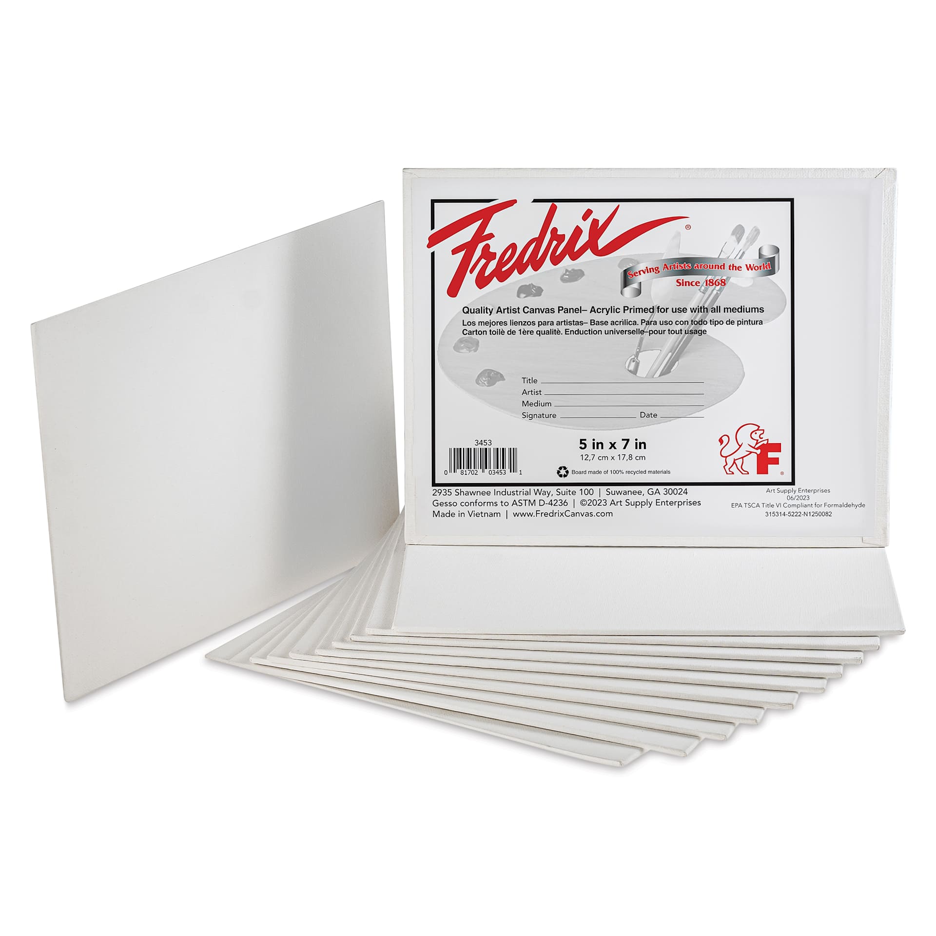 Fredrix Artist Series Standard Canvas Panels - 5" x 7", Pkg of 12