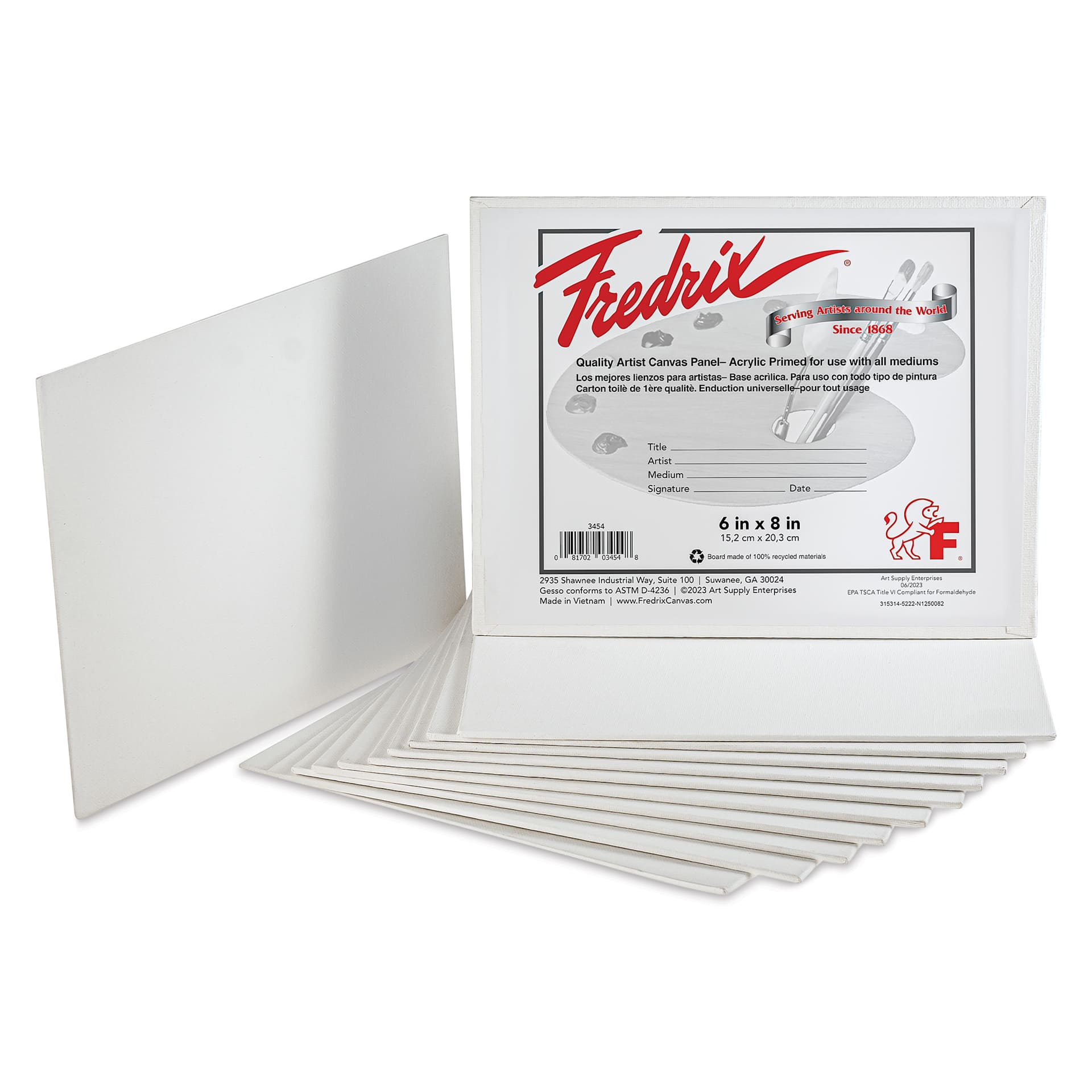 Fredrix Artist Series Standard Canvas Panels - 6" x 8", Pkg of 12