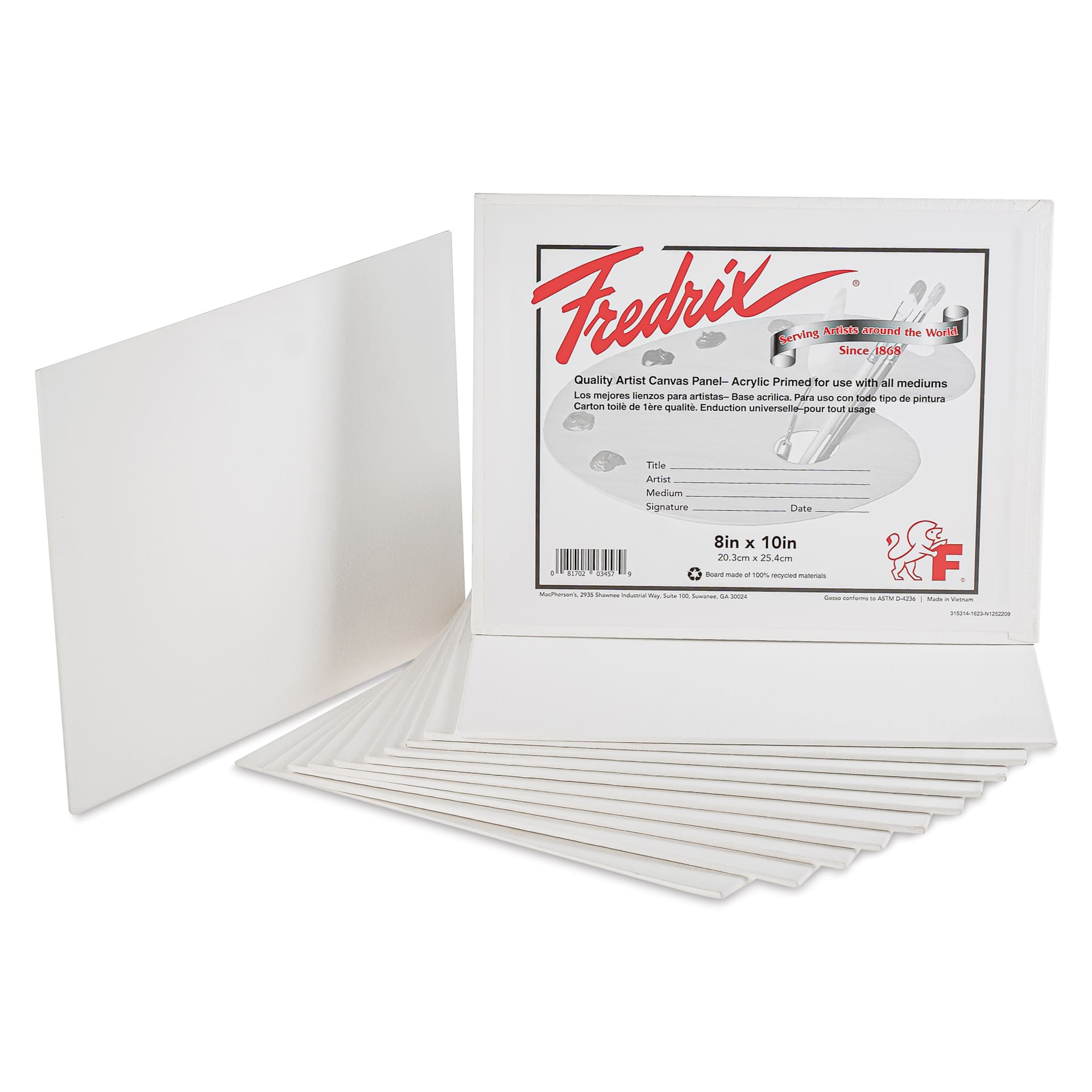 Fredrix Artist Series Standard Canvas Panels - 8" x 10", Pkg of 12