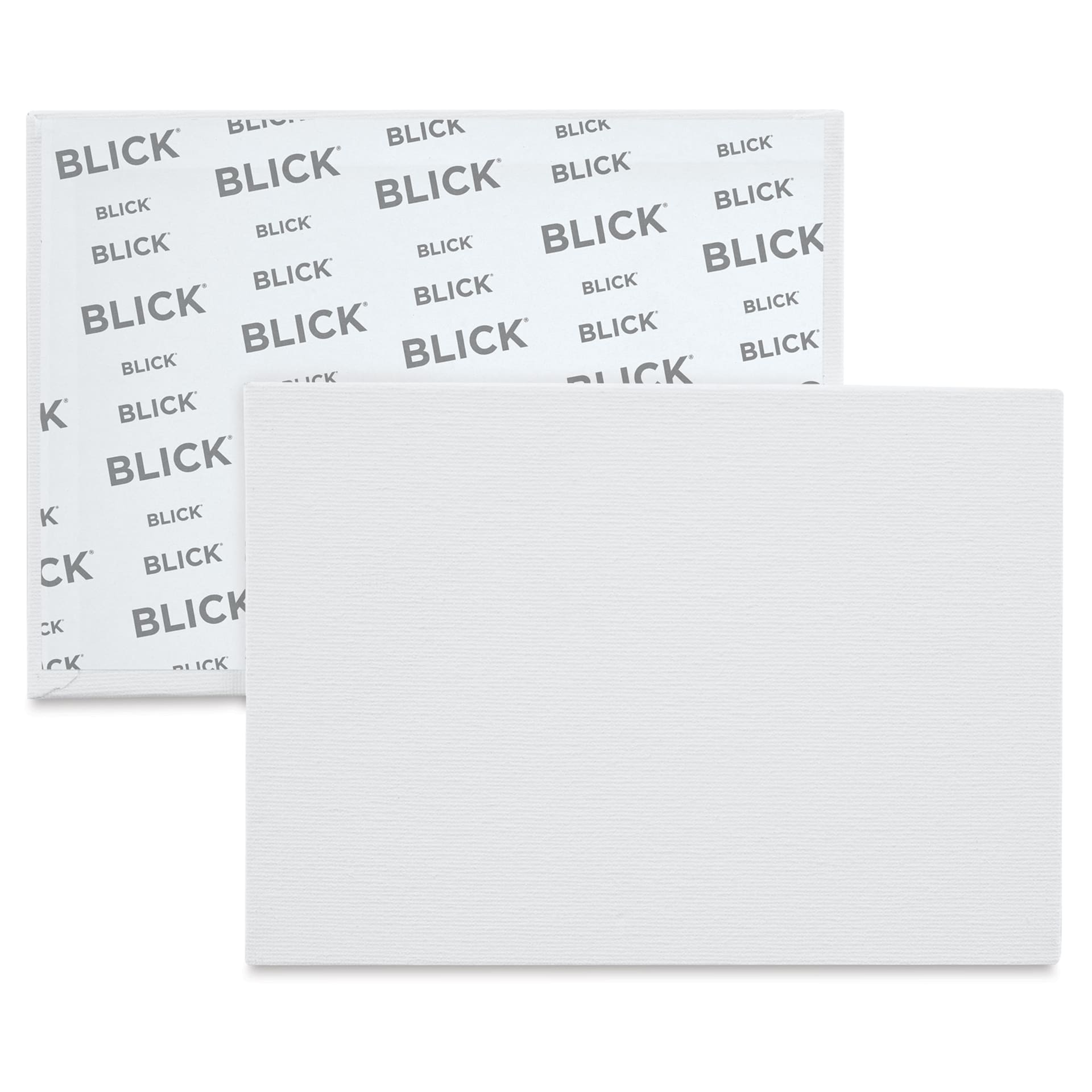 Blick Economy Cotton Canvas Panel Classroom Pack - 5" x 7",  Class Pack of 24 front of panel with partial view of back