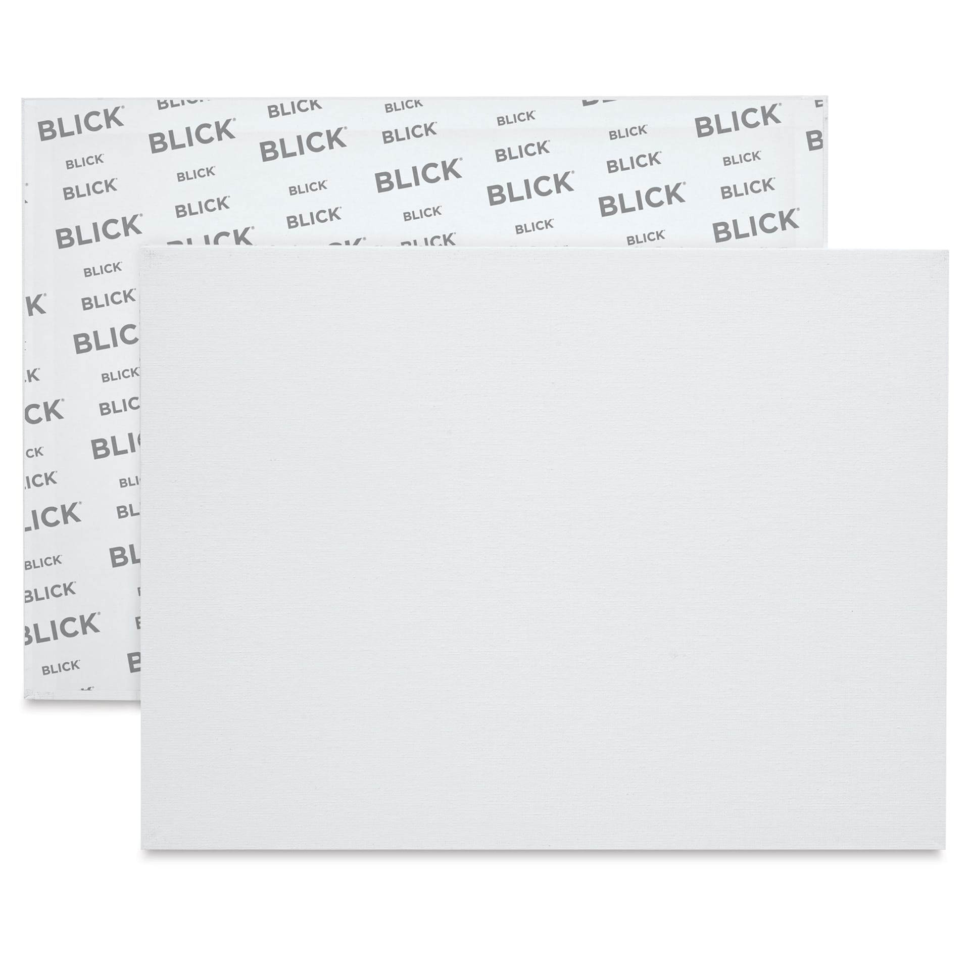 Blick Economy Cotton Canvas Panel Classroom Pack - 12" x 16", Class Pack of 24 front of panel with partial view of back