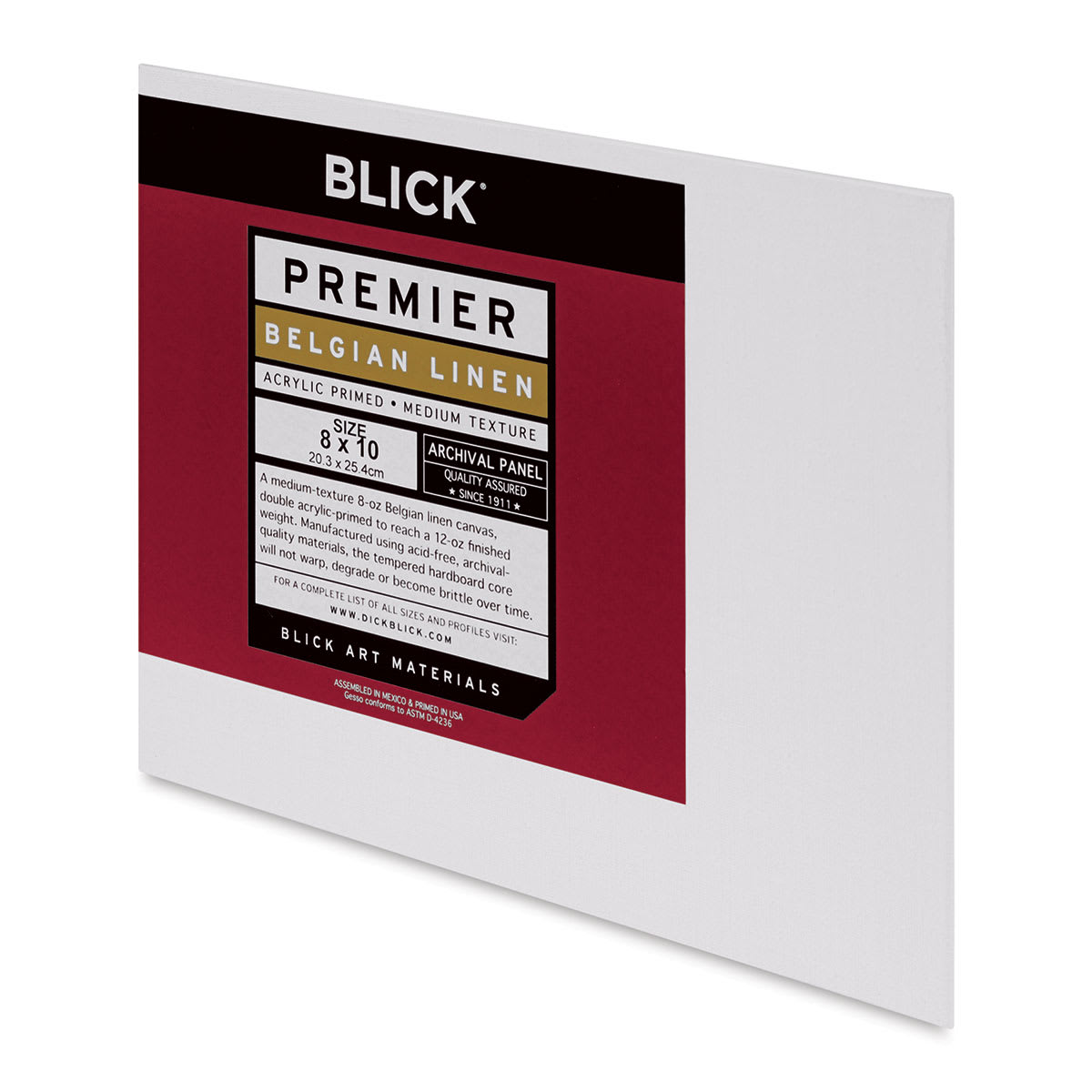 Blick Belgian Linen Archival Panel - 8" x 10", Acrylic-primed, front of panel