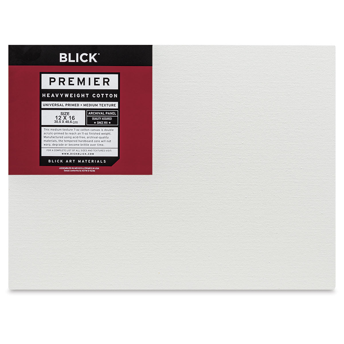 Front of a Blick Heavyweight Cotton Archival Panel - 12" x 16"