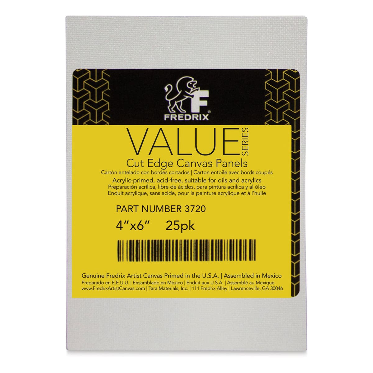 Fredrix Cut Edge Canvas Panels - 4" x 6", White, Pkg of 25