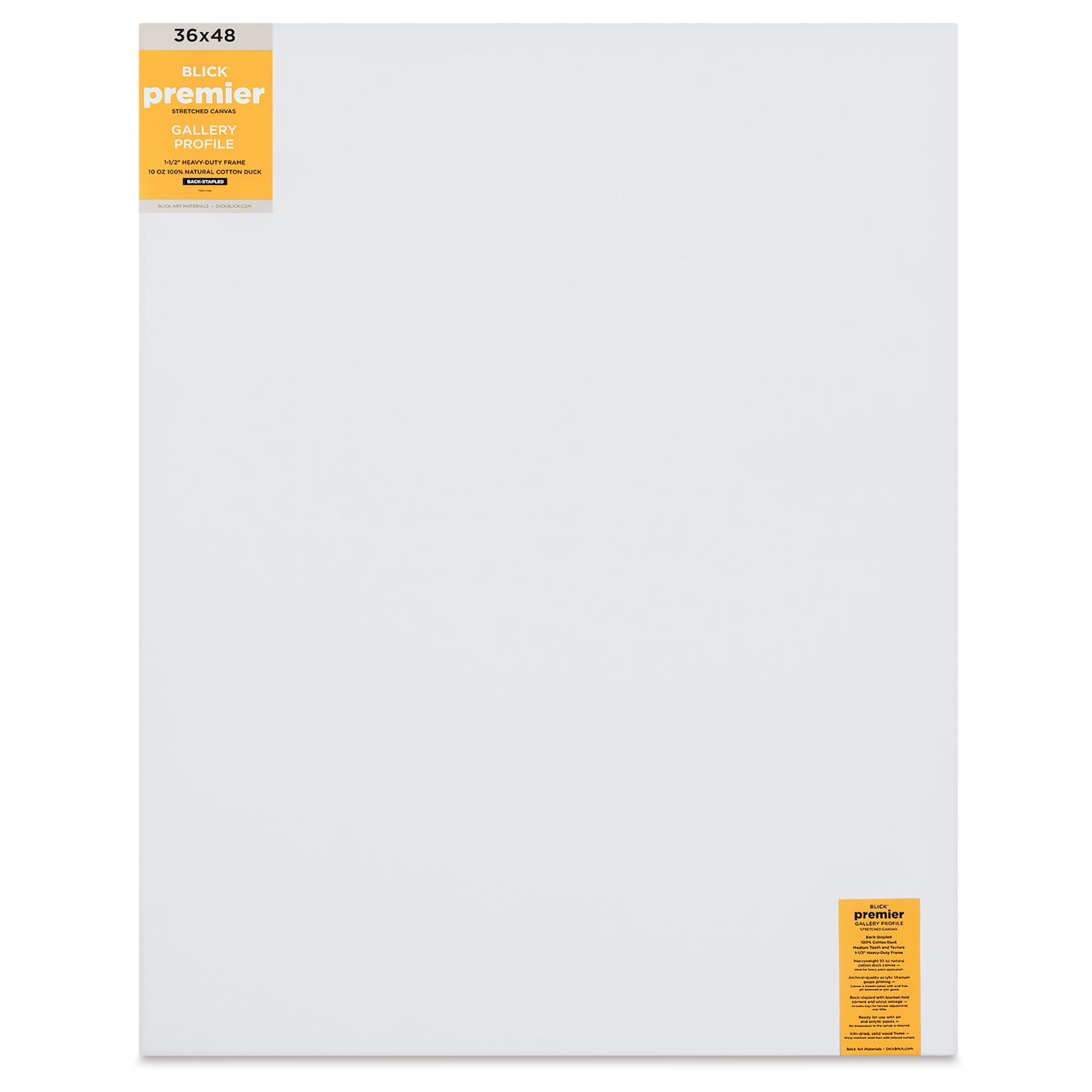 Blick Premier Stretched Cotton Canvas - Gallery Profile, Back-Stapled, 36" x 48" front