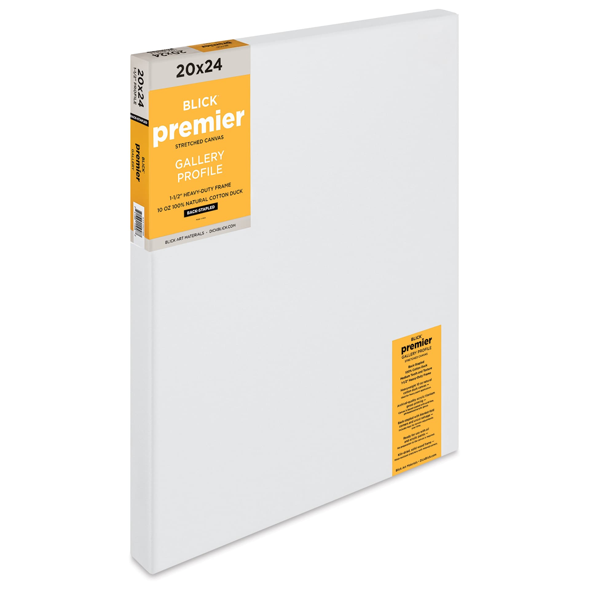 Blick Premier Stretched Cotton Canvas - Gallery Profile, Back-Stapled, 20" x 24"