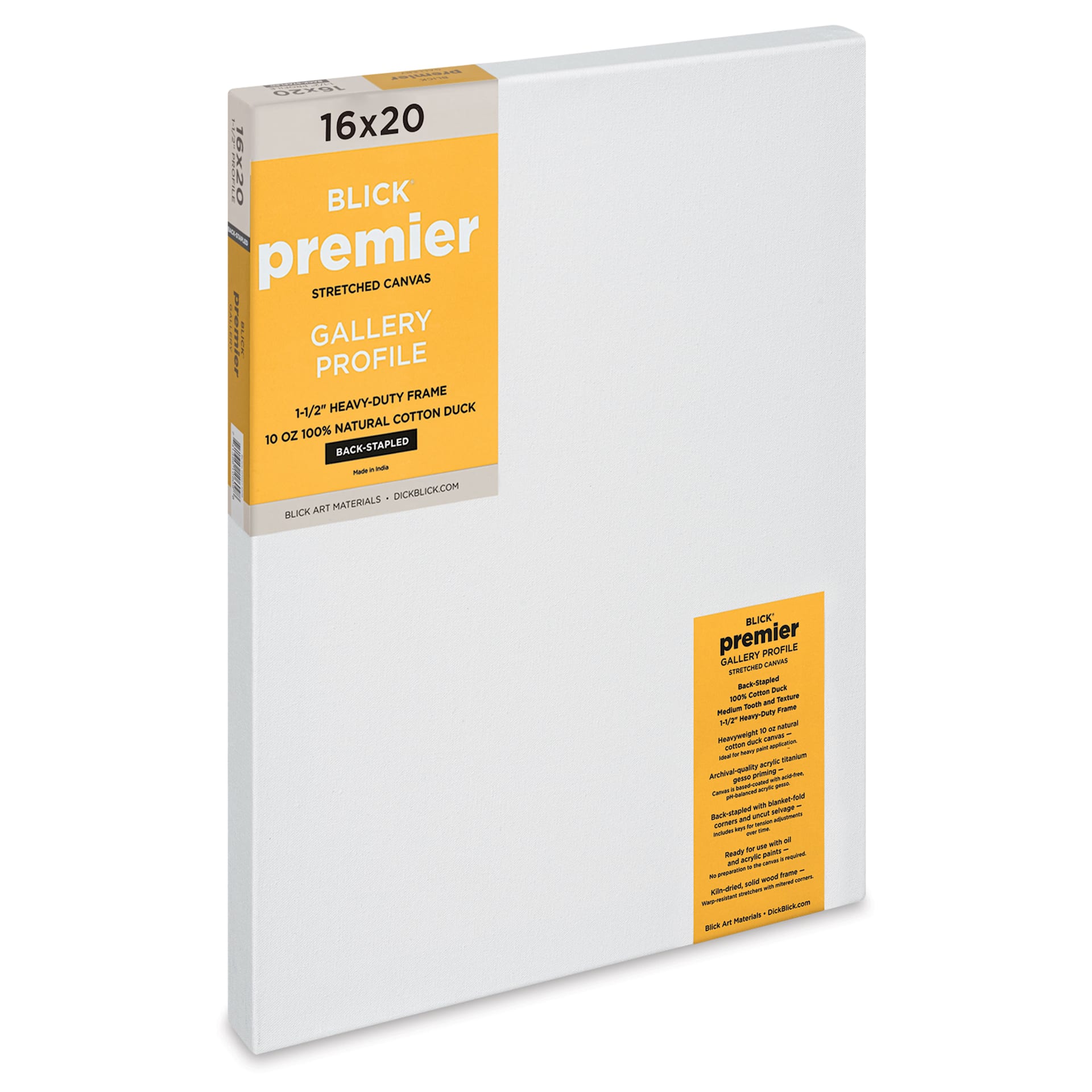 Blick Premier Stretched Cotton Canvas - Gallery Profile, Back-Stapled, 16" x 20"