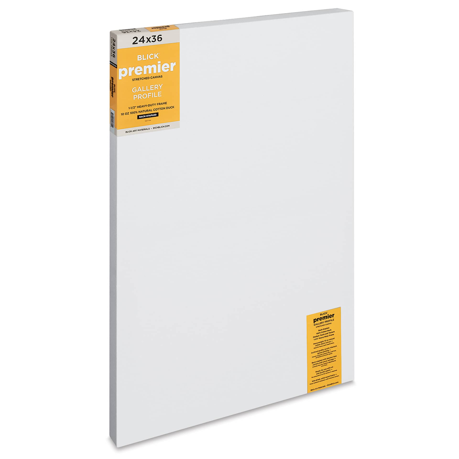 Blick Premier Stretched Cotton Canvas - Gallery Profile, Back-Stapled, 24" x 36"